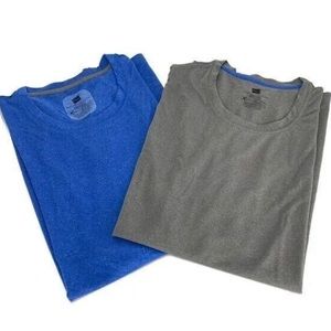 Hanes Mens Short Sleeve T-Shirts X-Temp Tagless Wicking 2 Pack 2XL Gray & Blue